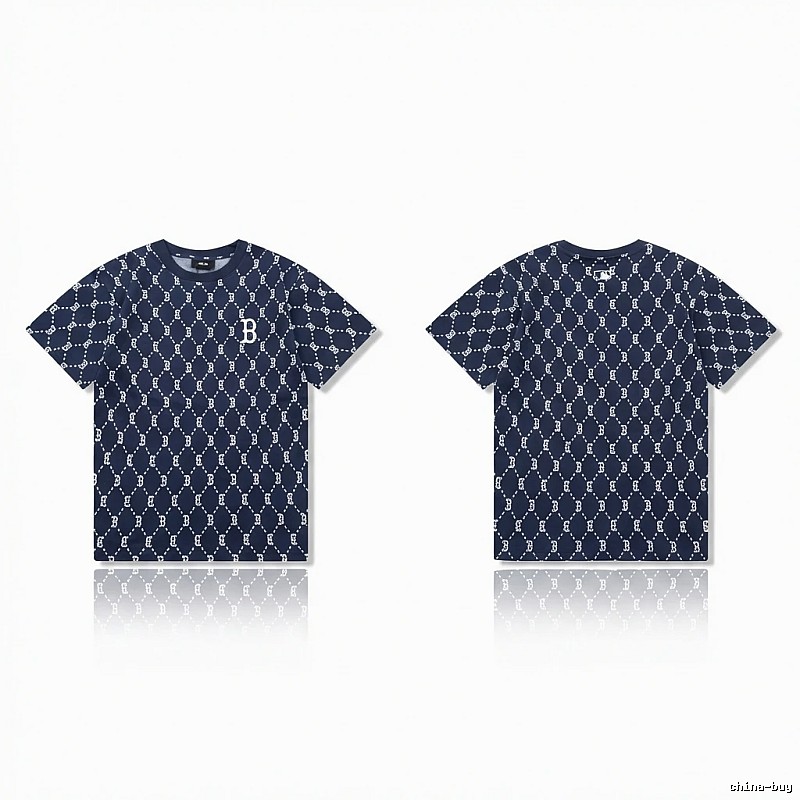 MLB full - printed style navy blue T - shirt