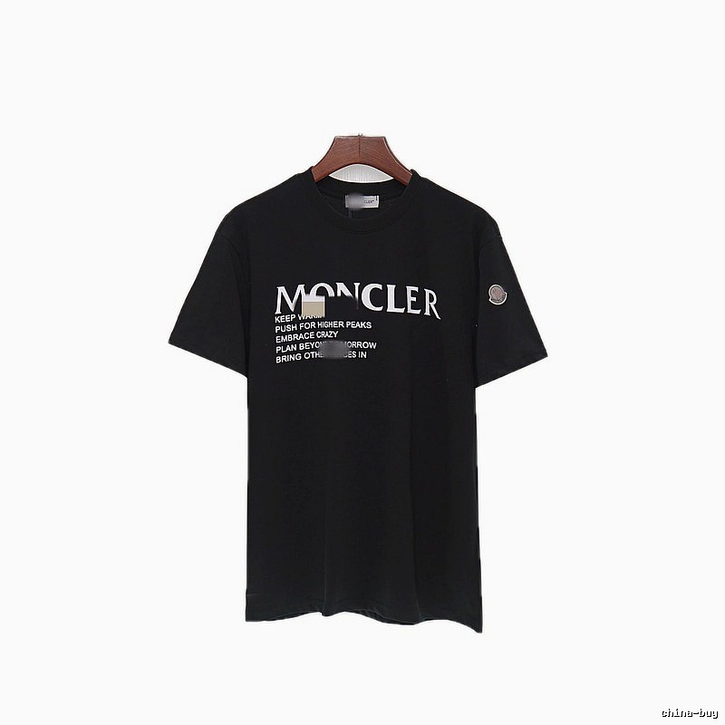 Moncler Alphabet Print Casual Style Black T-shirt