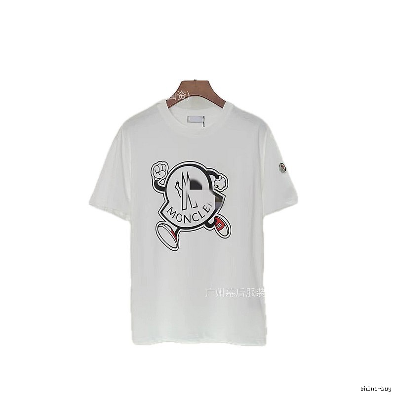 Moncler Cartoon Print Casual Style White T-Shirt