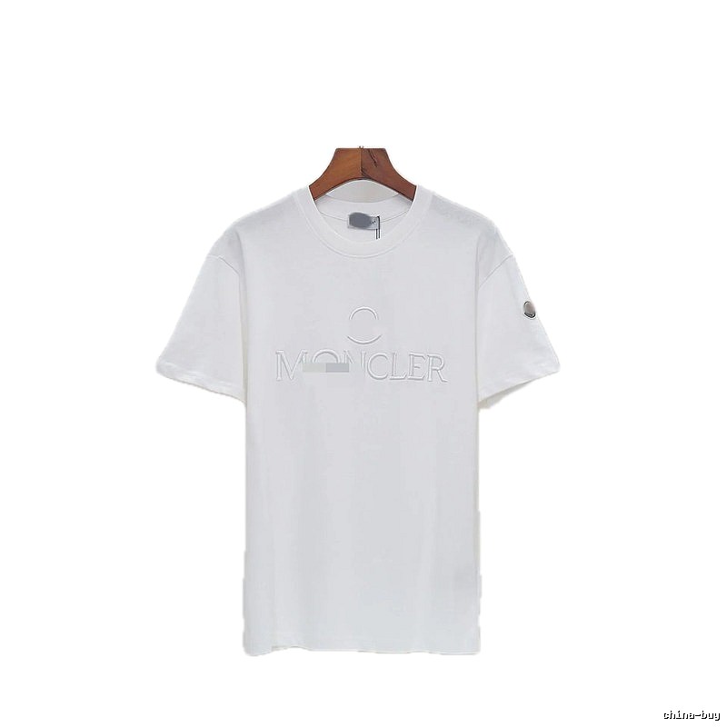 Moncler Embossed Casual Style White Short-sleeve T-shirt