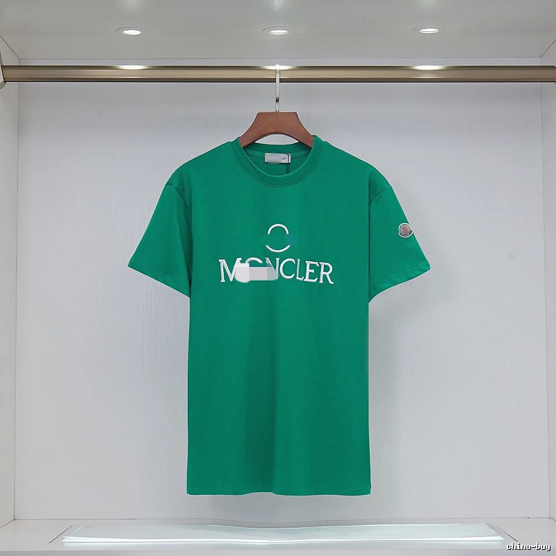 Moncler Embroidered Casual Style Green T-Shirt