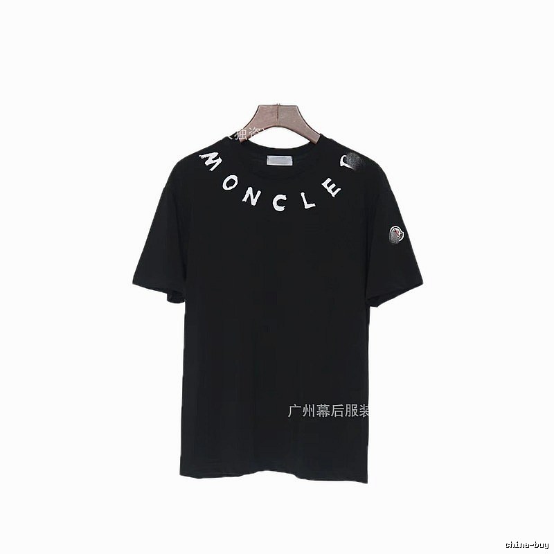 Moncler Letter Print Casual Style Black T-Shirt