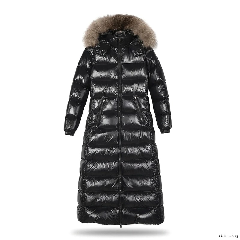 Moncler long shiny black down jacket