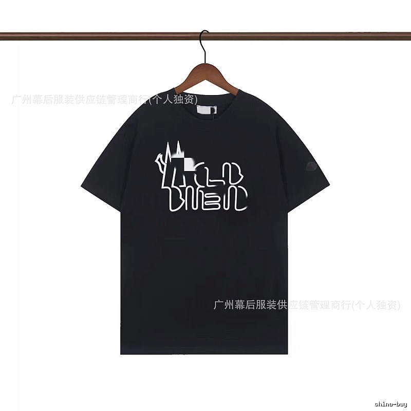 Moncler Neon Print Trendy & Cool Black T-Shirt