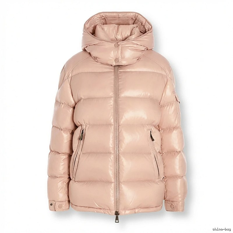 Moncler shiny casual pink down jacket
