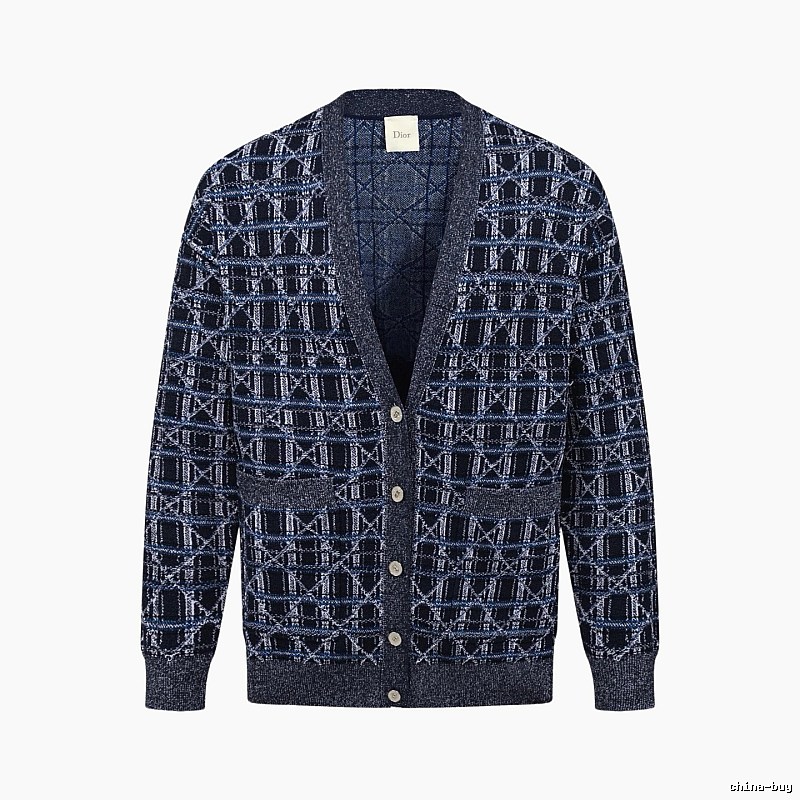 Navy Dior Button-front Cardigan for Layered Winter Looks
