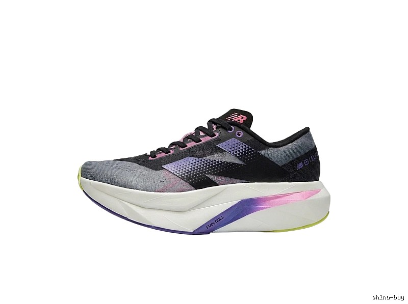 New Balance retro-style black and purple sports shoes