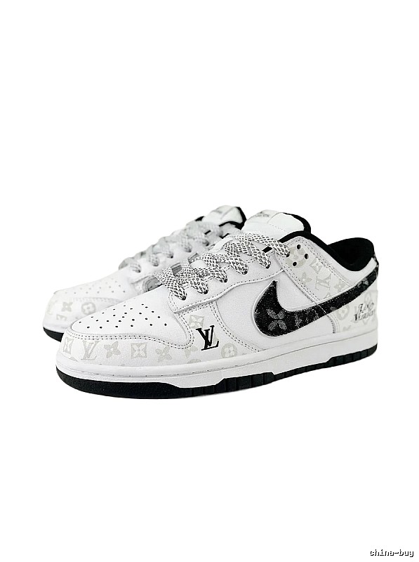 Nike and LV co-branded black and white sports shoes
