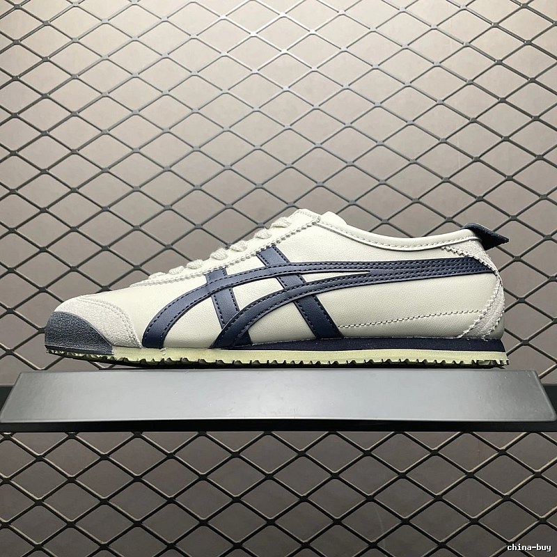 Onitsuka Tiger Low-Top Sneakers, White and Navy and Retro Court Shape