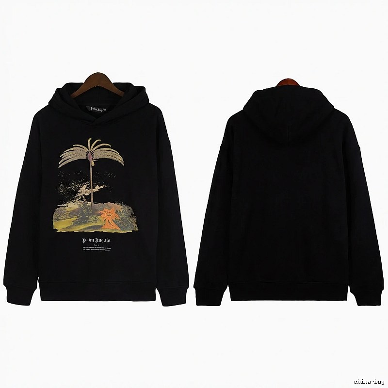 Palm Angels Palm Print Style Black Sweatshirt