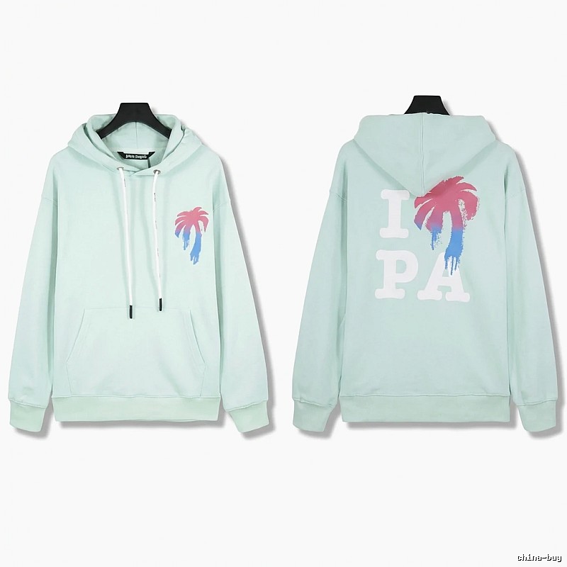 Palm Angels Palm Print Trendy Brand Light Blue Sweatshirt