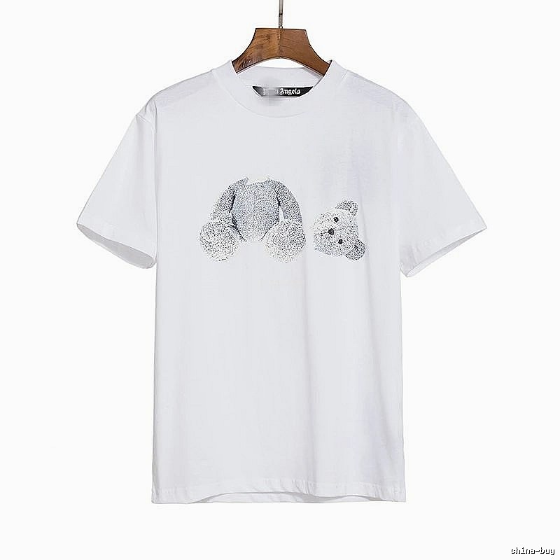 Palm Angels Travel Bear graphic T-shirt White Colorful Bear with Soft Visual Tone