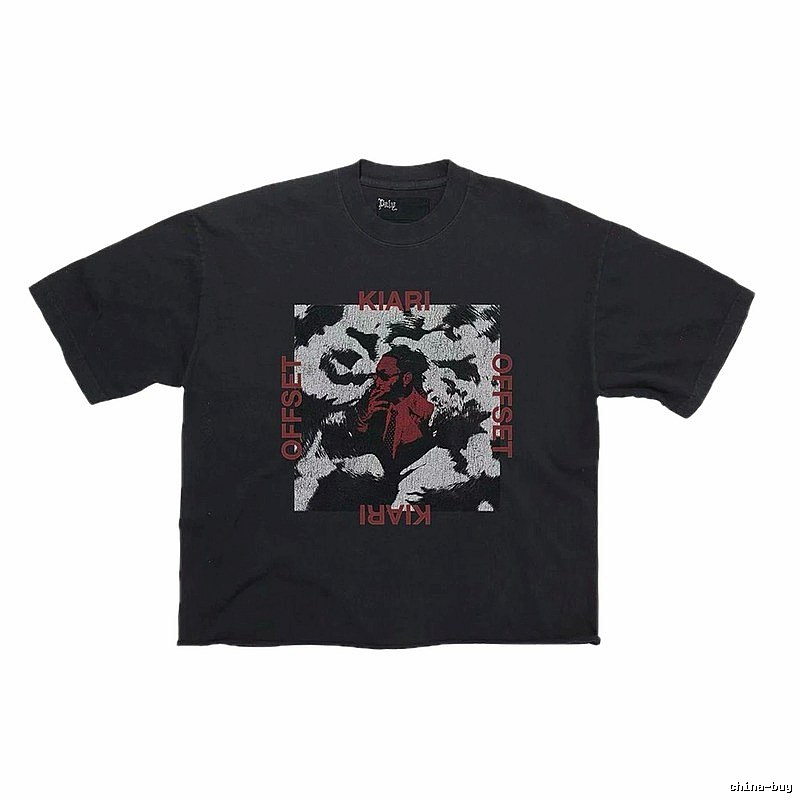 Paly Hollywood Portrait Print Street Style Black T-Shirt