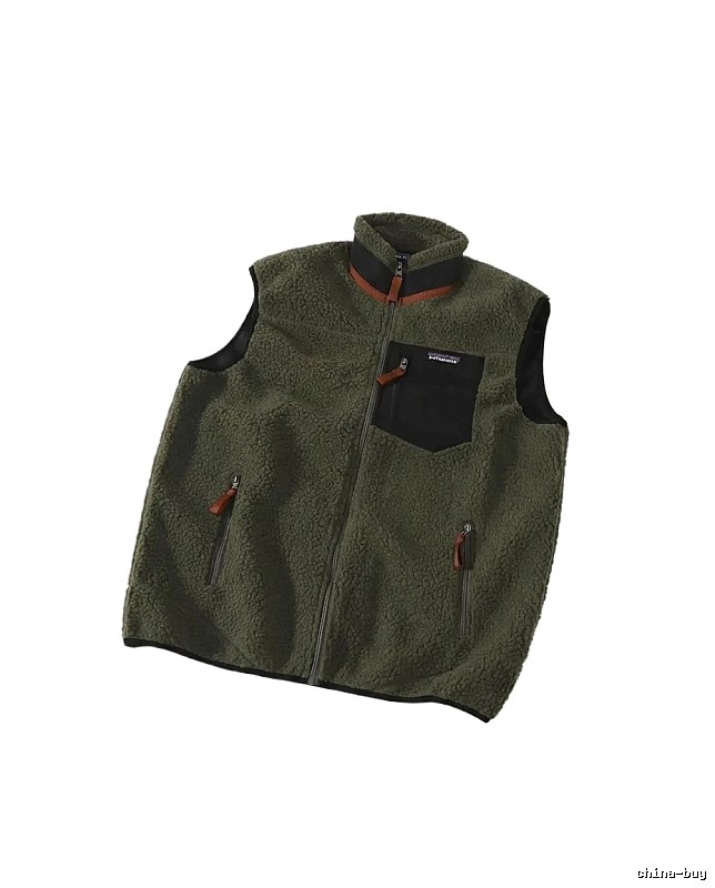 Patagonia retro-style olive green vest