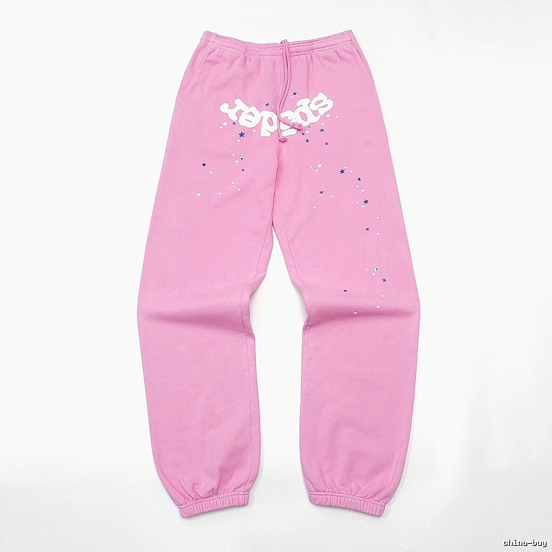 Pink Sp5der Graphic Sweatpants for travel