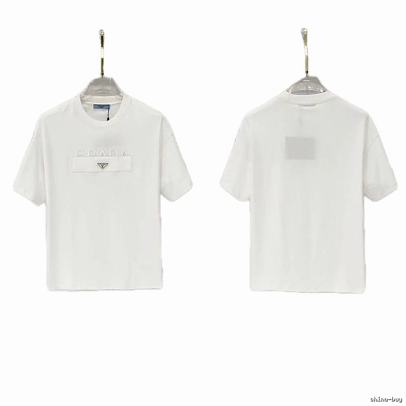 Prada Classic Triangle Logo Minimalist Style White T-Shirt