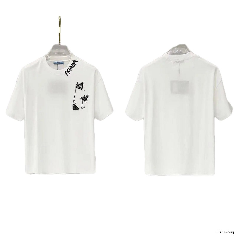 Prada Triangle Logo Casual Style White T-Shirt