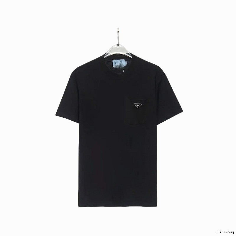 Prada Triangle Logo Minimalist Style Black Short-sleeve T-shirt