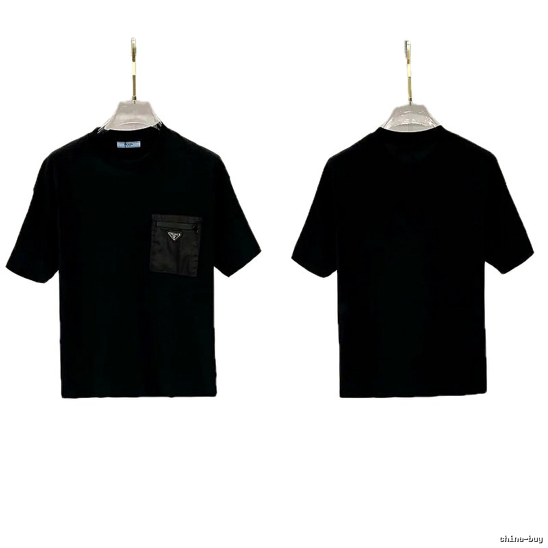 Prada Triangle Logo Minimalist Style Black Short-sleeve T-shirt