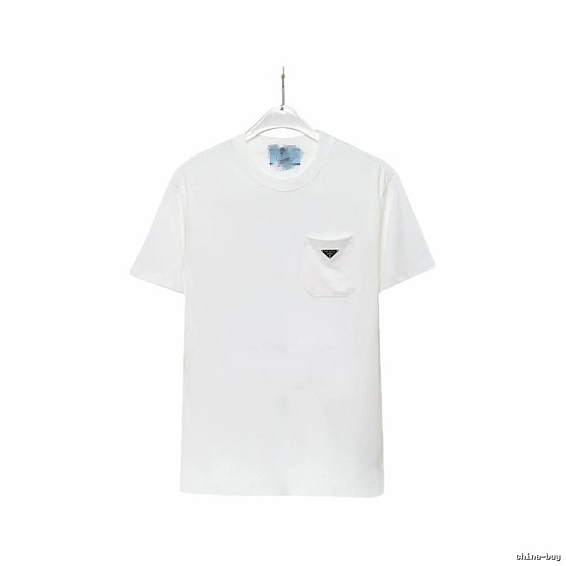 Prada Triangle Logo Minimalist Style White Short-sleeve T-shirt