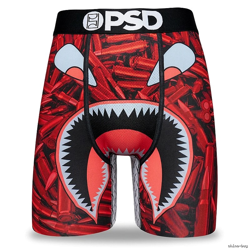PSD shark print red shorts