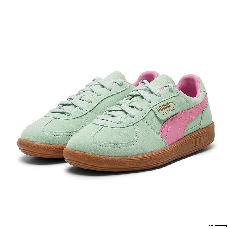 PUMA PALERMO Mint Green and Pink Sneakers