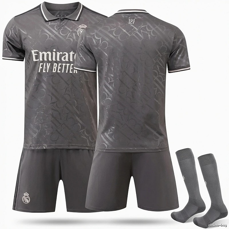 Real Madrid's dark pattern style gray jersey