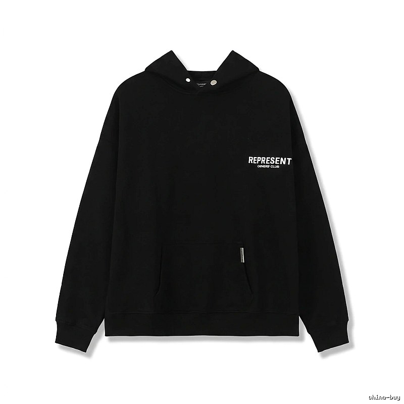 REPRESENT Minimalist Style Black Hoodie