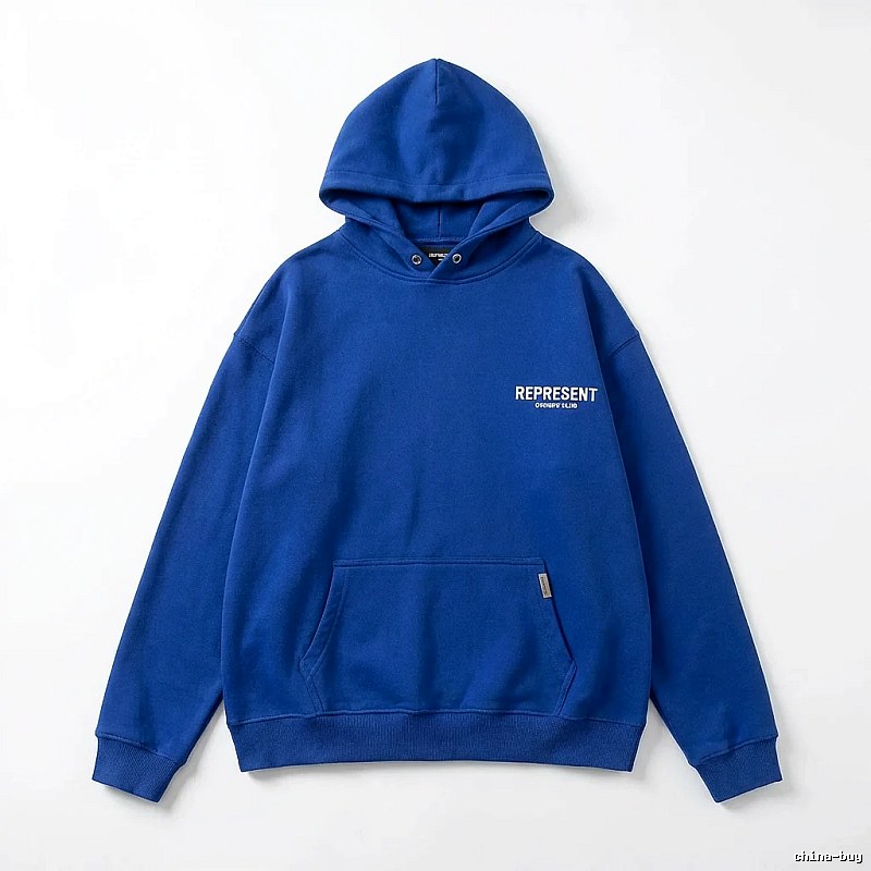 REPRESENT Owners Club Simple Style Blue Hoodie