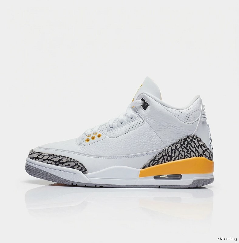 Retro-style white and orange Jordan 3 shoes