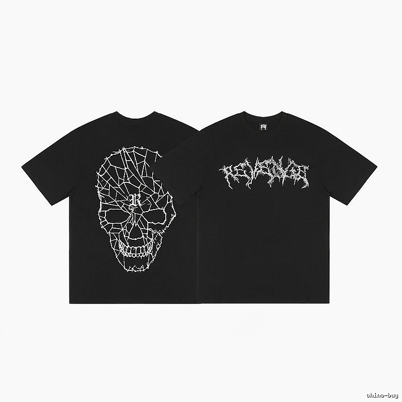 Revenge Black Skull Graphic T-Shirt Minimal Look