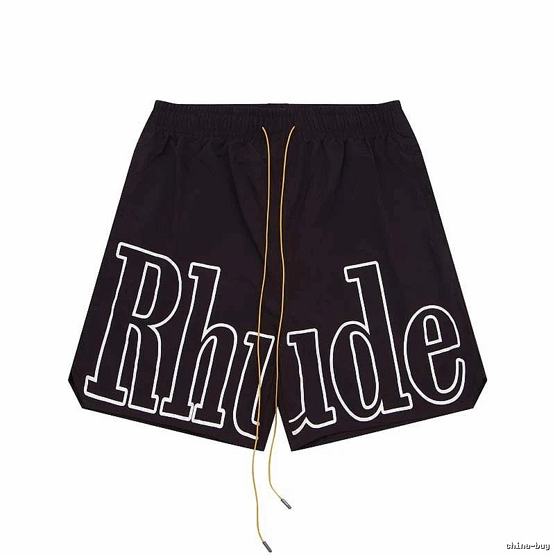RHUDE letter-style black shorts