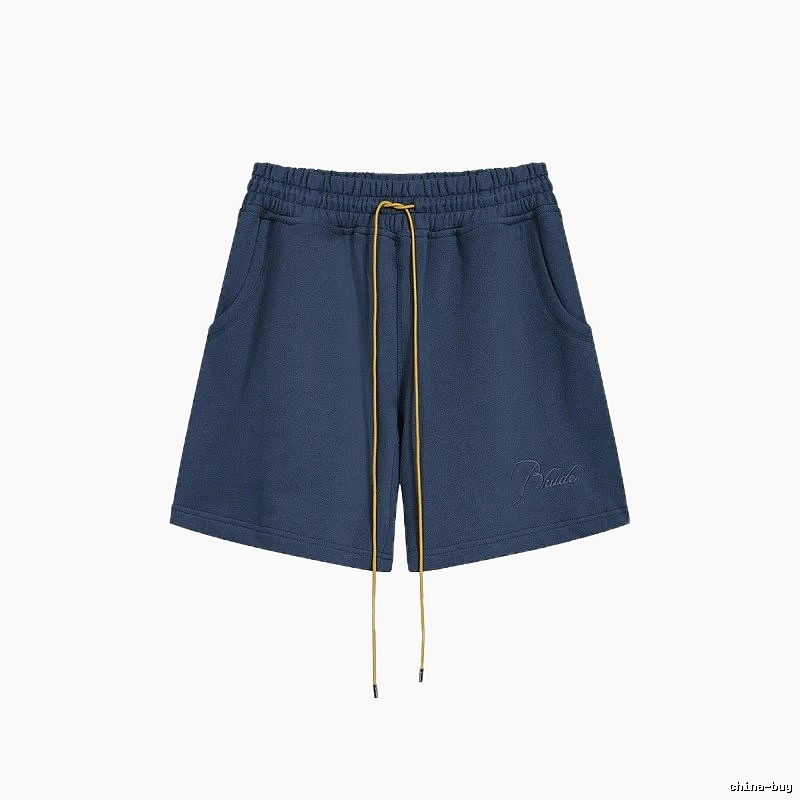 RHUDE minimalist style navy blue shorts