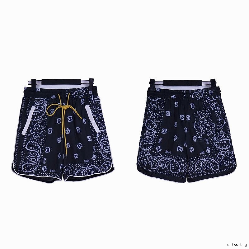 RHUDE retro-style black shorts