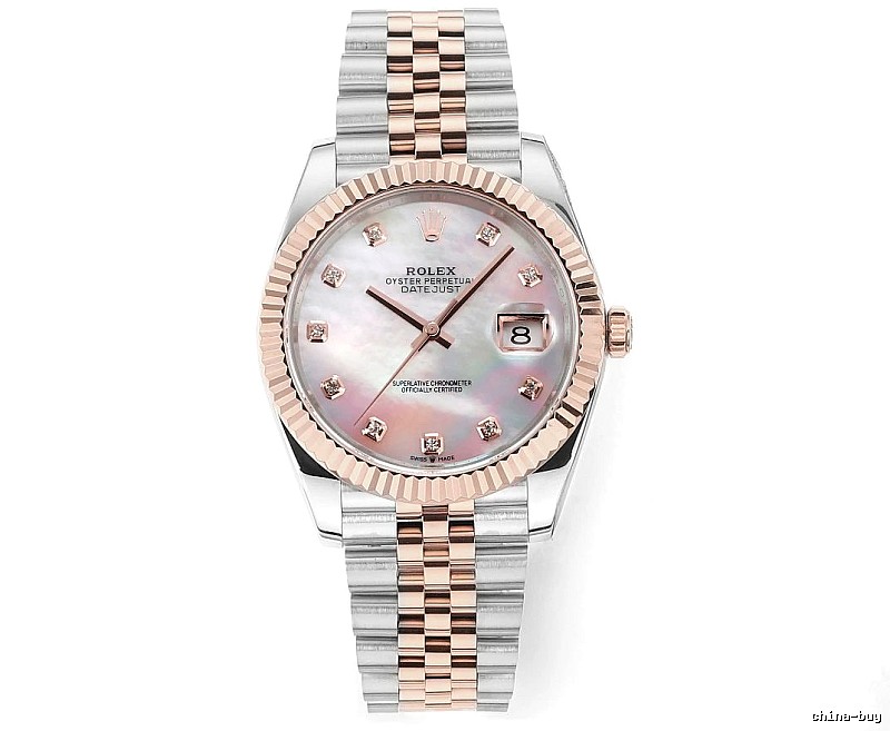 Rolex Datejust Automatic Watch - pink mother-of-pearl dial and two-tone bracelet for gifting