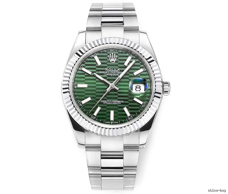 Rolex Datejust Automatic Watch with green fluted-pattern dial and oyster bracelet in Silver And Green