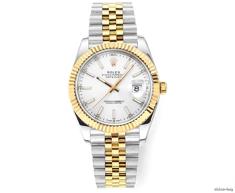 Rolex Two-Tone Datejust Watch - White Baton Dial Travel Edit