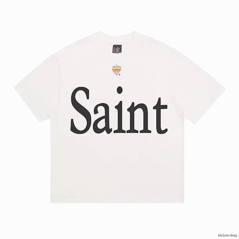 SAINT Letter Print Street Style Off-white T-shirt