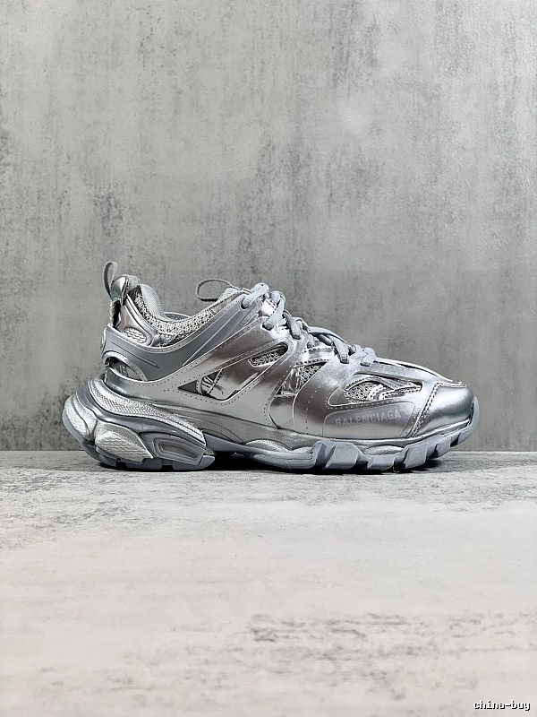 Silver Runner Sneaker by Balenciaga with Silver Layered Runner Side Profile