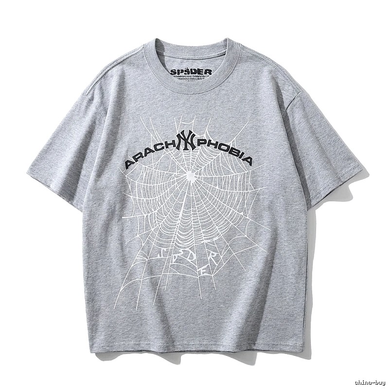 Sp5der Spider Web Trendy Grey T-shirt