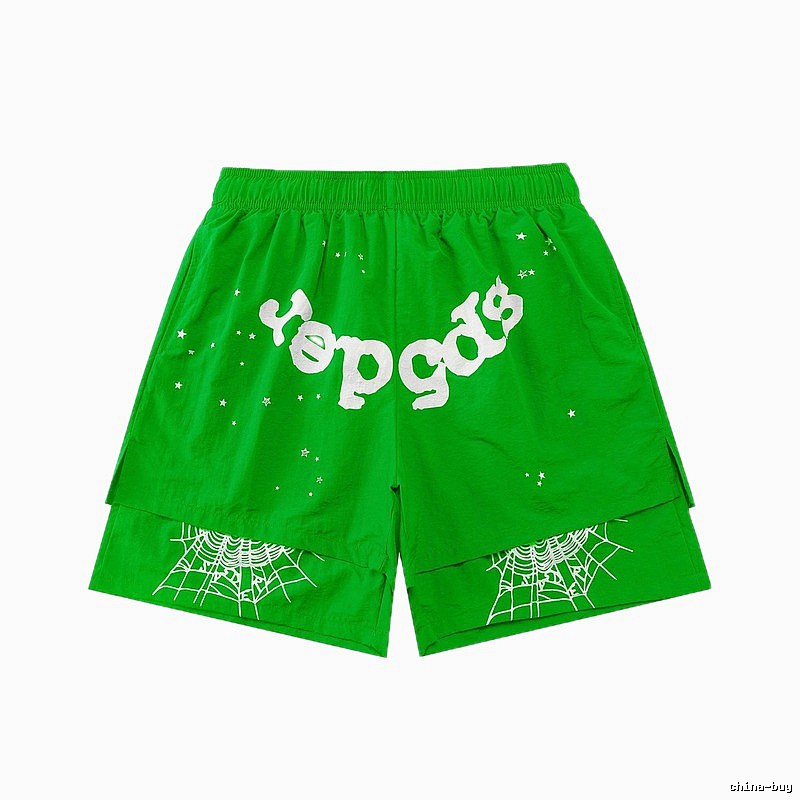 Sp5der Starburst Trendy Cool Green Shorts