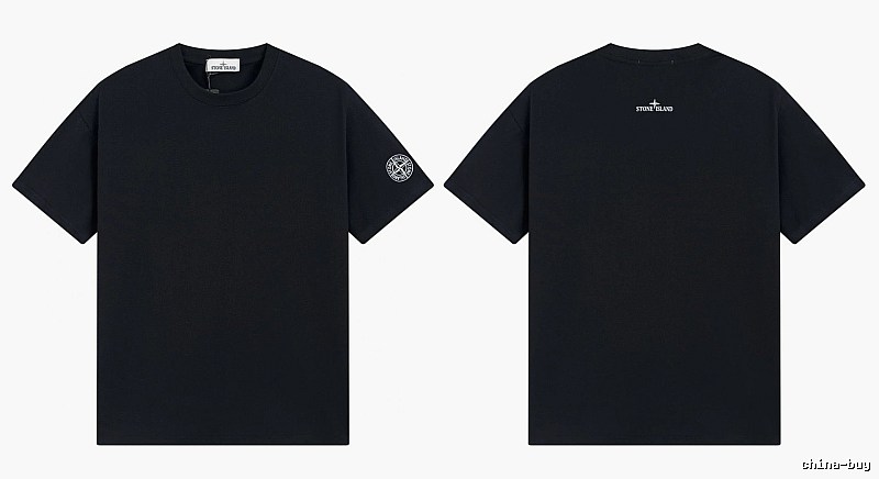 Stone Island Badge Techwear Style Black Short Sleeve T-Shirt