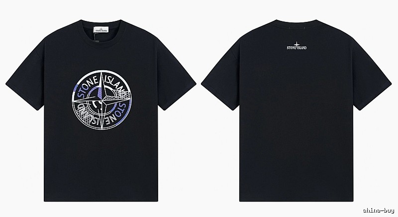 Stone Island Compass Print Street Style Black T-Shirt