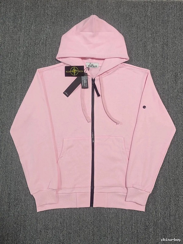 Stone Island Pink Zip Hoodie Casual Layering