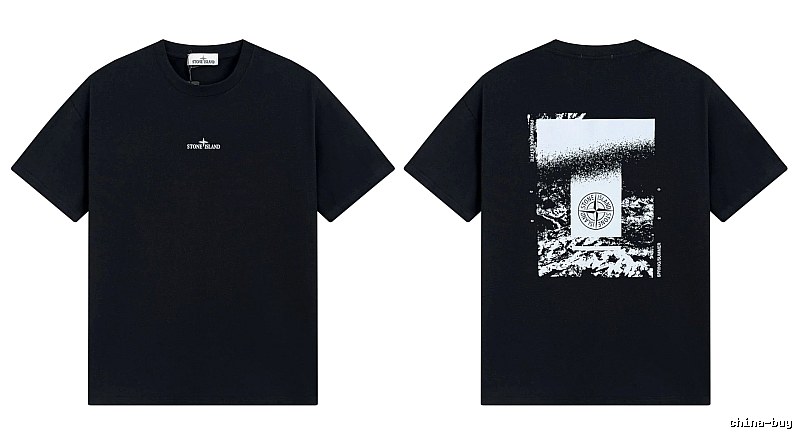 Stone Island Printed Functional Style Black Short Sleeve T-Shirt