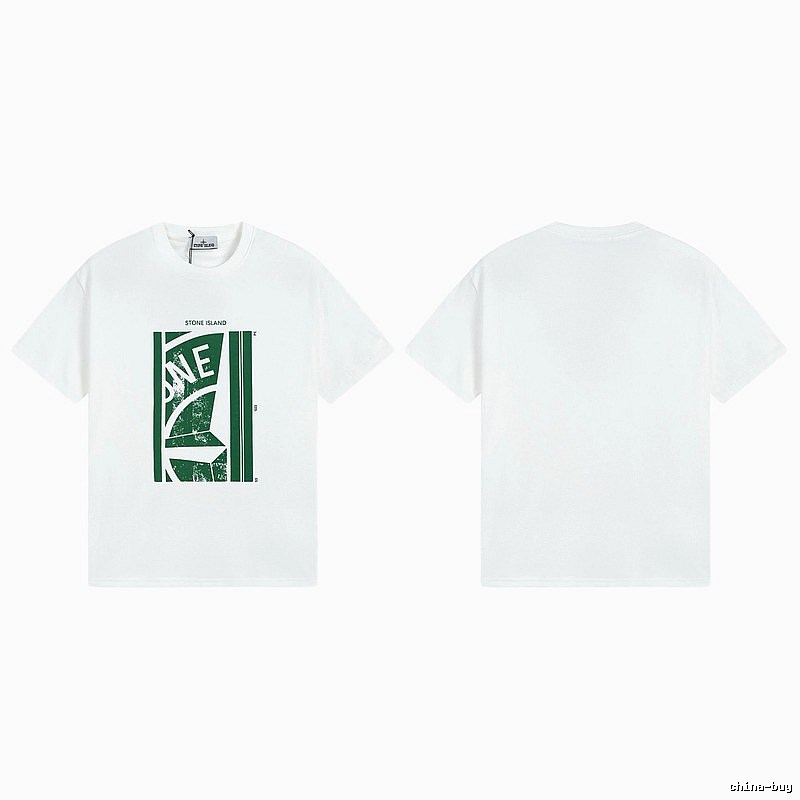 Stone Island Printed Street Style White Short Sleeve T-Shirt