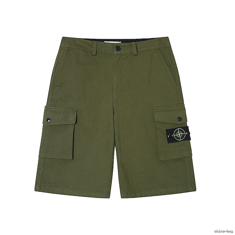 Stone Island Techwear Style Army Green Cargo Shorts
