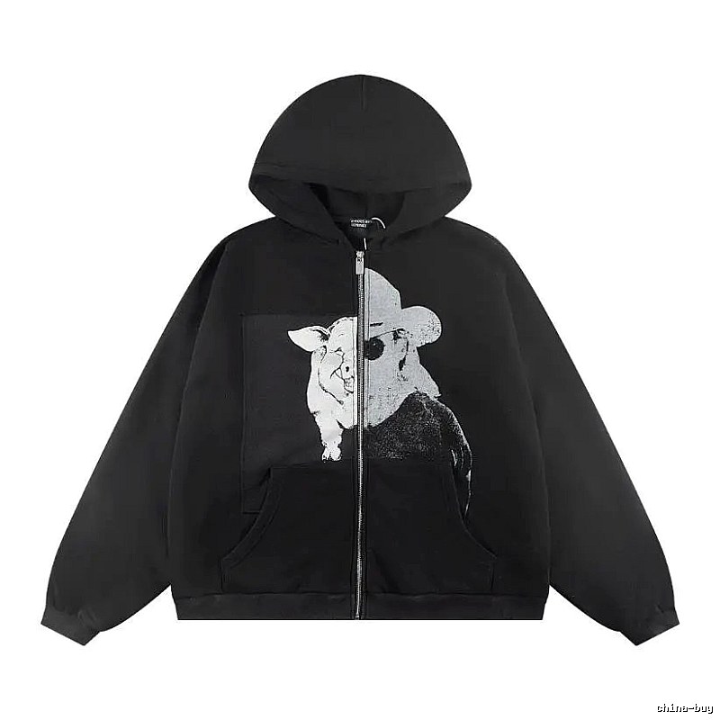 Streetwear Graphic Focus Graphic Zip Hoodie Daily Styling