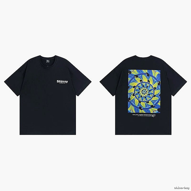 Stussy Black Spider Graphic T-Shirt Holiday Edit Logo