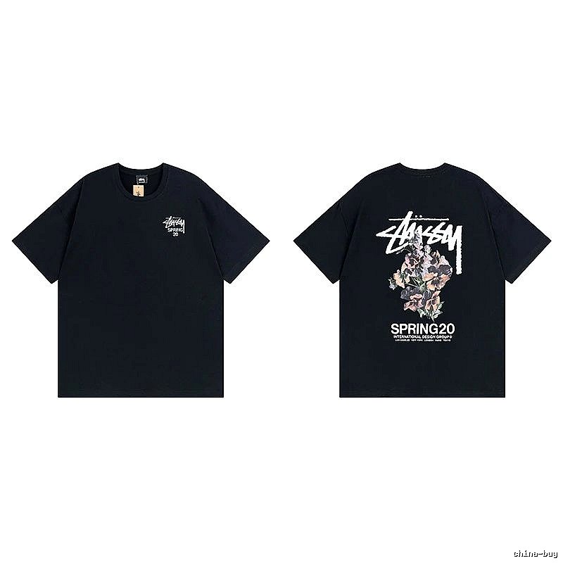 Stussy Black Spider Graphic T-Shirt Warm Weather Logo